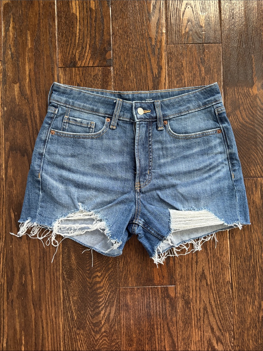 Old Navy High-Rise, OG Straight Blue Distressed Denim Shorts